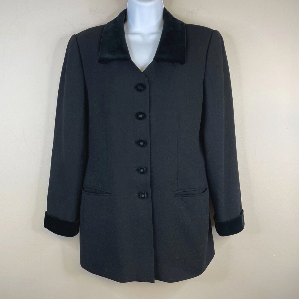 Vintage Equestrian Wool Blazer Women 12P Velour Collar Old Money Hunting  Jacket
